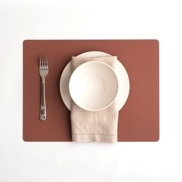 Tischset aus Leder, 40 x 30 cm, rechteckig, ziegelsteinfarben