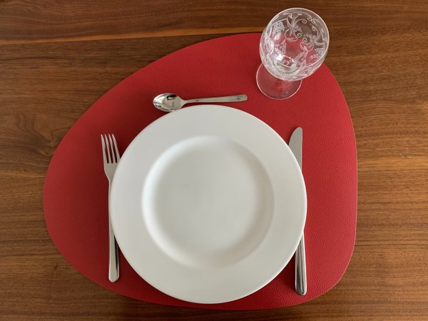 Tischset aus Leder, nierenförmig, SALSA, skinnatur